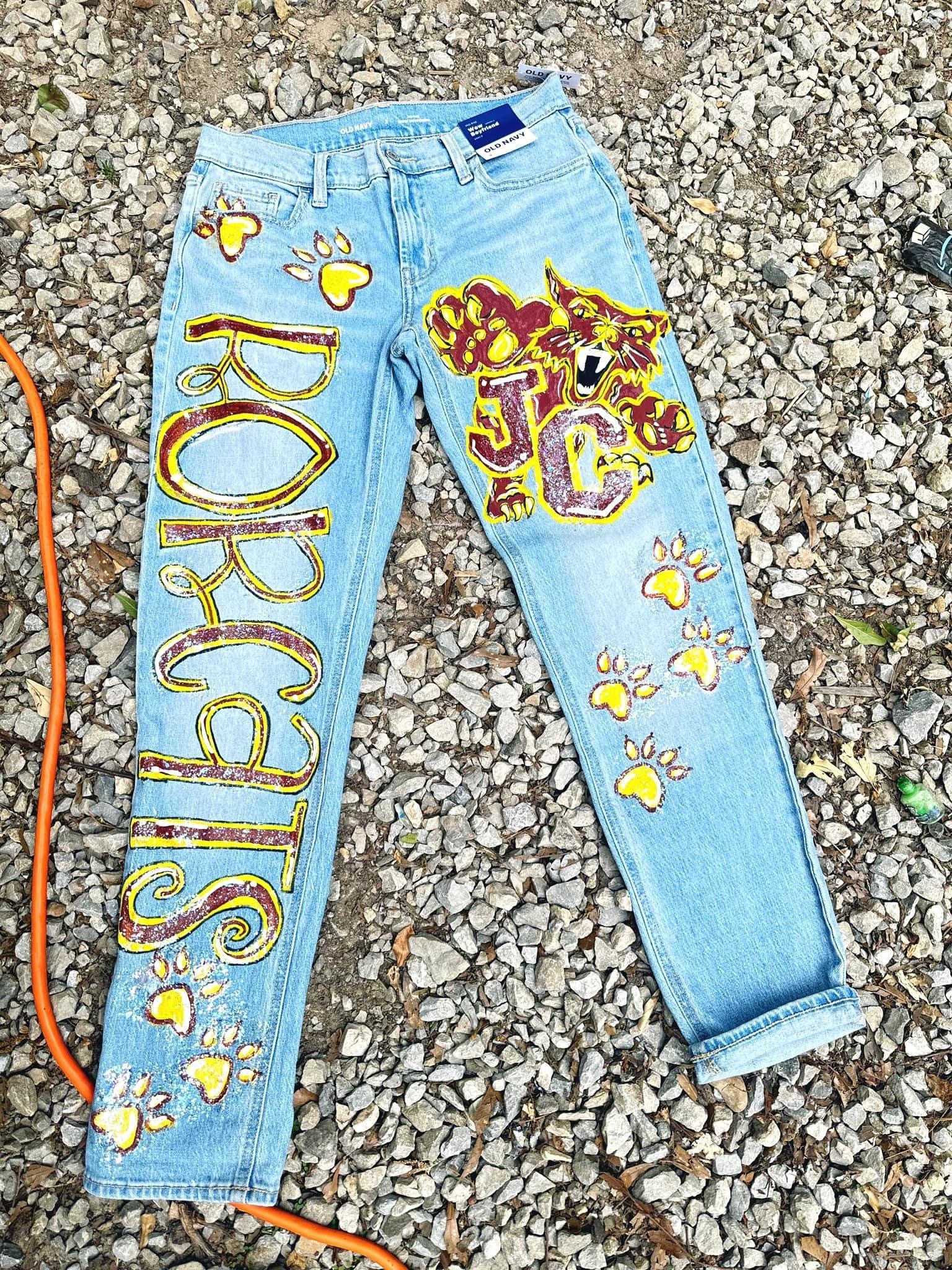 Custom Painted Jeans Hidden Talents by Amy