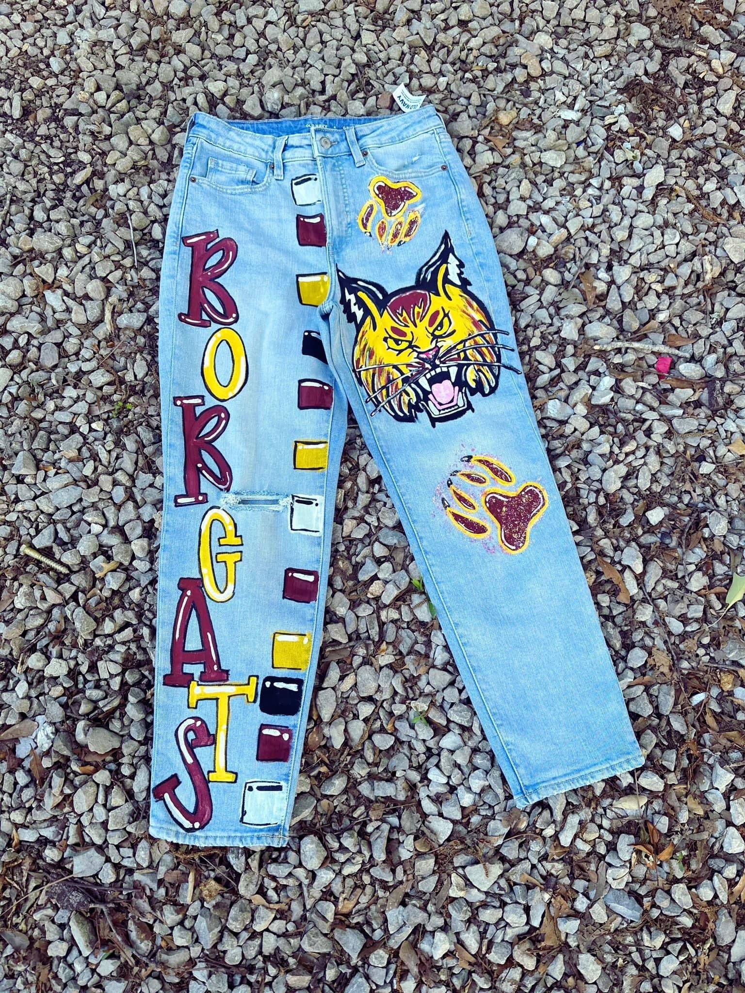 Custom Painted Jeans Hidden Talents by Amy